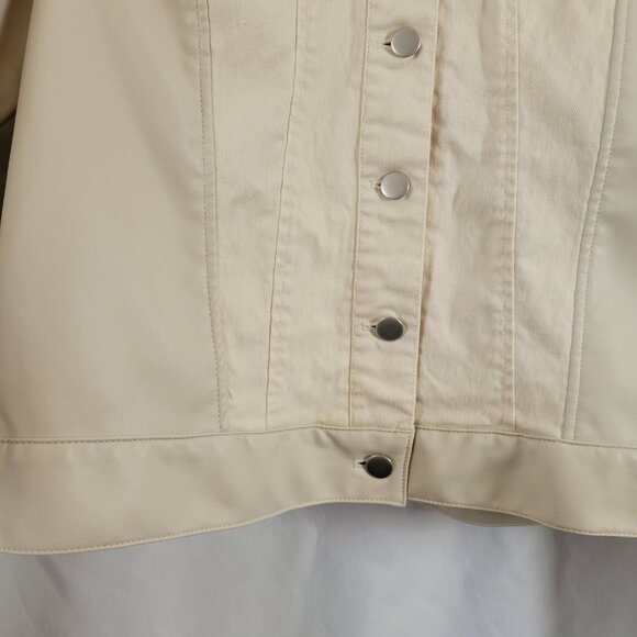 Bagatelle Ultra Soft Large Jacket Vegan Leather Button Front Beige pockets EUC - Picture 7 of 14